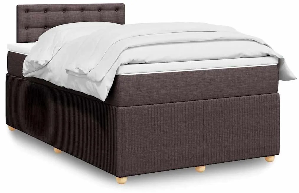vidaXL Κρεβάτι Boxspring με Στρώμα Σκούρο Καφέ 120x200 εκ. Υφασμάτινο