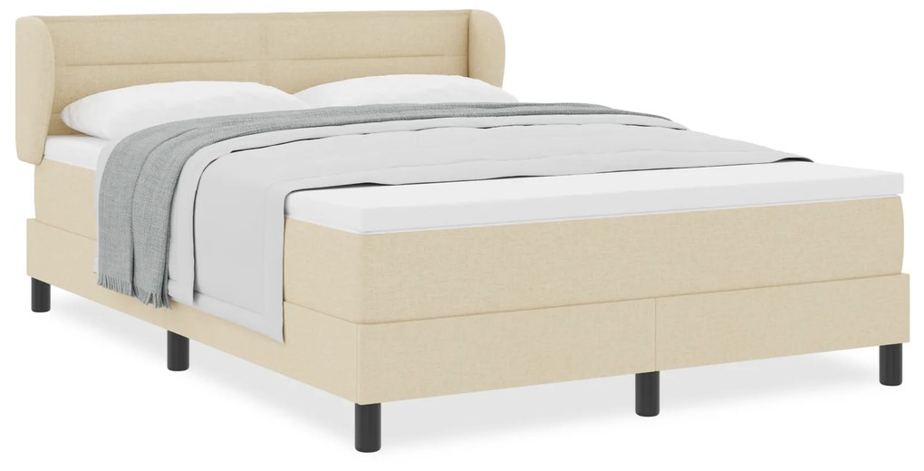 vidaXL Κρεβάτι Box Spring με Στρώμα Κρεμ 140x200 cm Υφάσματος