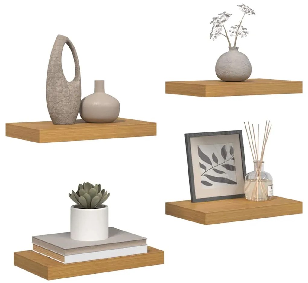 vidaXL Ράφι Τοίχου 4 pcs Μπεζ 40 x 23,5 x 4 εκ Επεξεργασμένο ξύλο