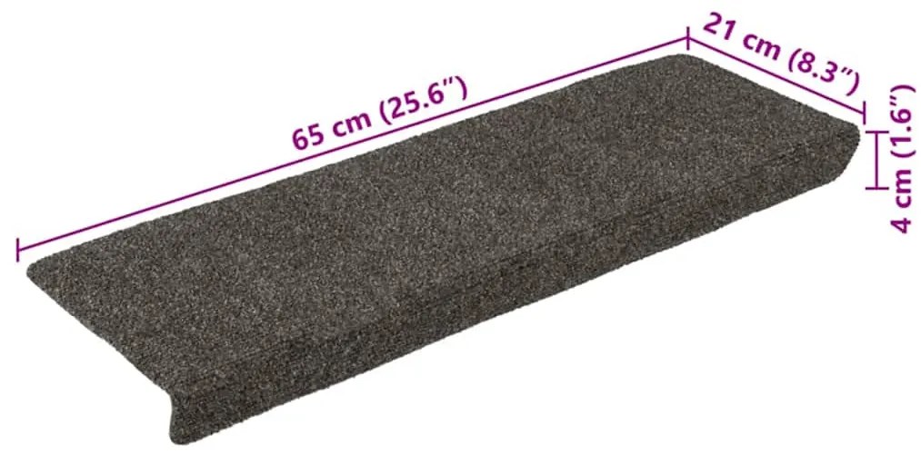 Πατάκια Σκάλας 15 τεμ. Ανθρακί 65x21x4 εκ. Βελονιασμένο Ύφασμα 326189