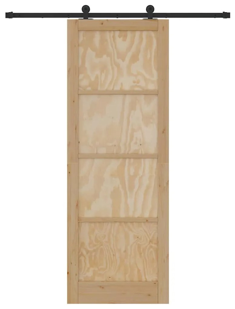 vidaXL Συρόμενη Πόρτα Φυσικό και Μαύρο 83 x 232 εκ.