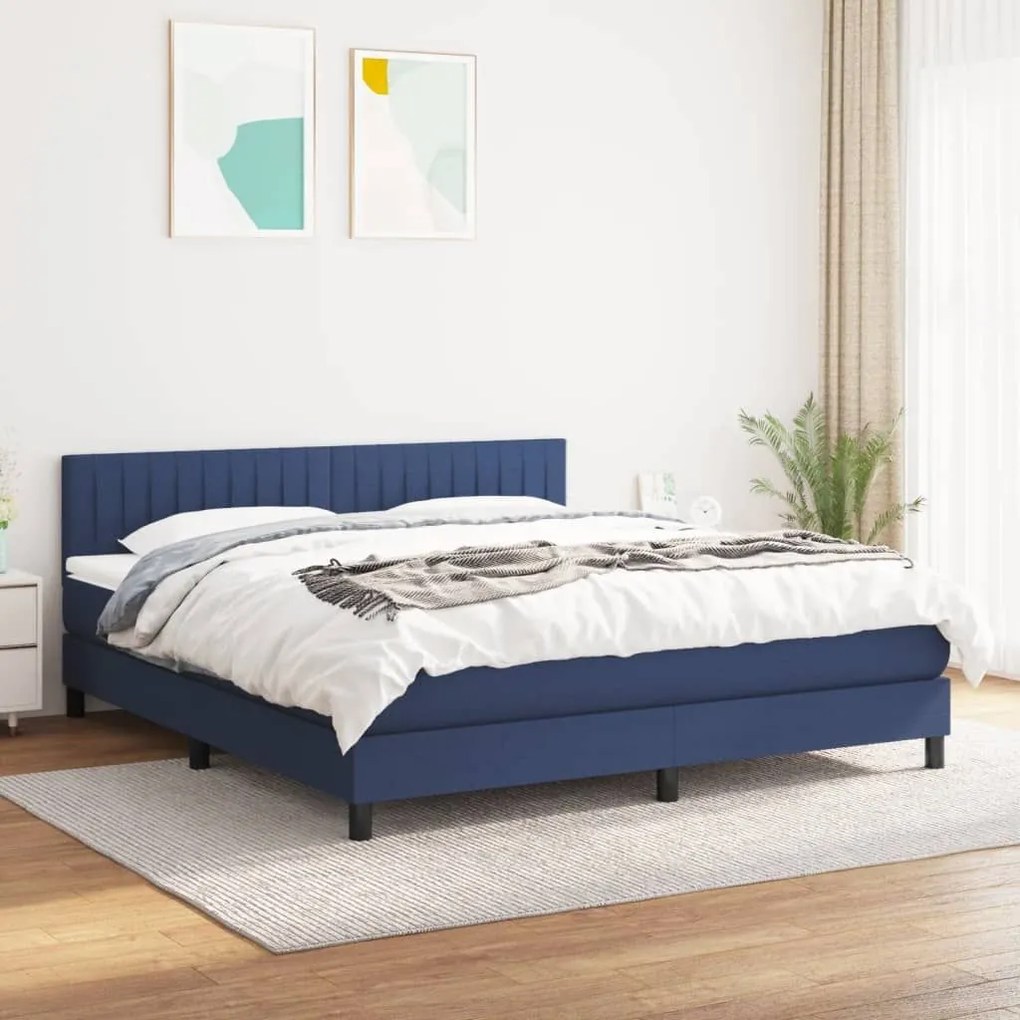 ΚΡΕΒΑΤΙ BOXSPRING ΜΕ ΣΤΡΩΜΑ ΜΠΛΕ 180X200 ΕΚ. ΥΦΑΣΜΑΤΙΝΟ 3140239