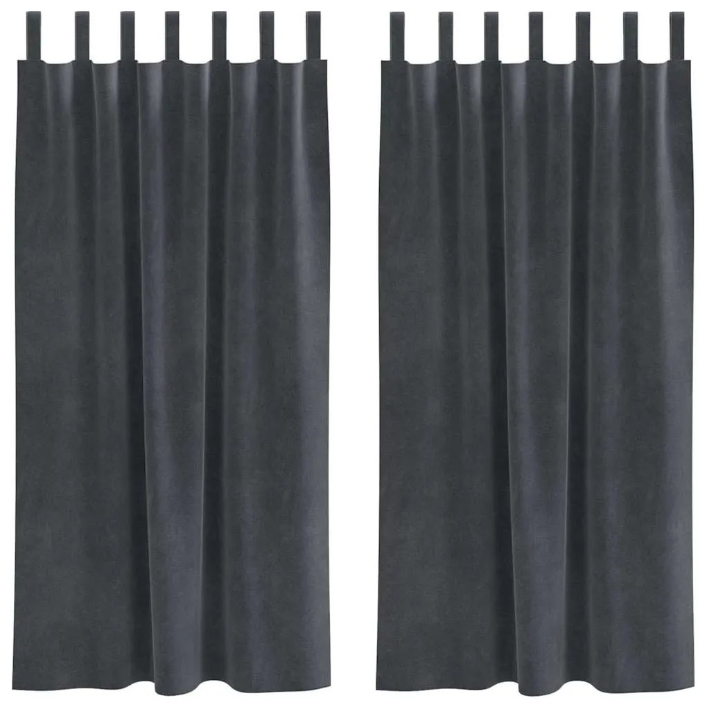 vidaXL Κουρτίνες με κουρτίνες 2 pcs Ανοιχτό γκρι 140 x 175 cm Βελούδο