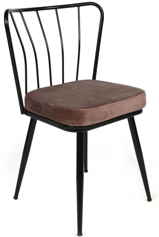 Καρέκλα Yildiz (Σετ 4Τμχ) 974NMB1627 43x42x82cm Brown-Black Velvet, Metal