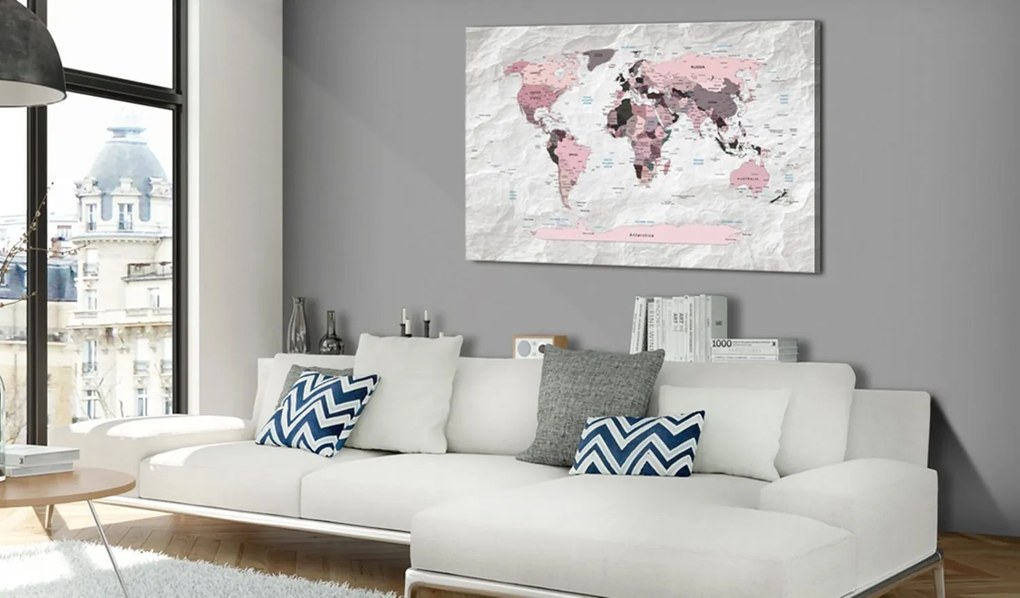 Πίνακας φελλού - Pink Continents [Cork Map] 90x60