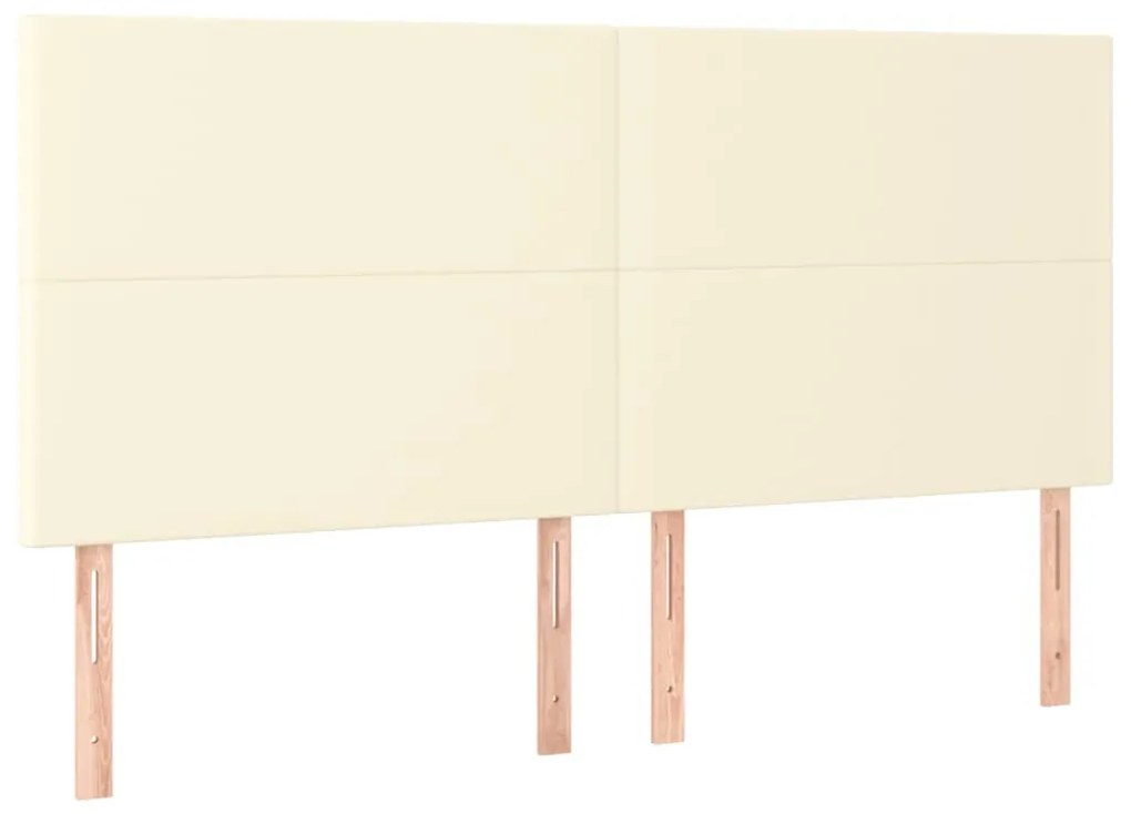 vidaXL Κρεβάτι Boxspring με Στρώμα Κρεμ 200x200 εκ. Συνθετικό Δέρμα