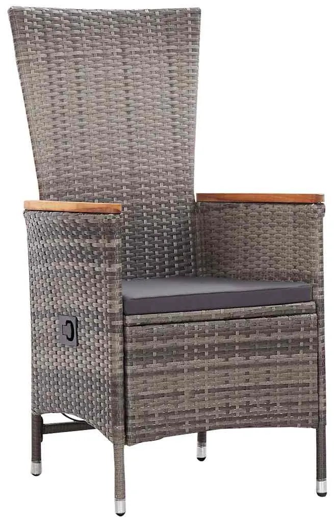 vidaXL Σέτ φαγητού για κήπο με μαξιλάρι 5 pcs Γκρι Πολυ ράταν