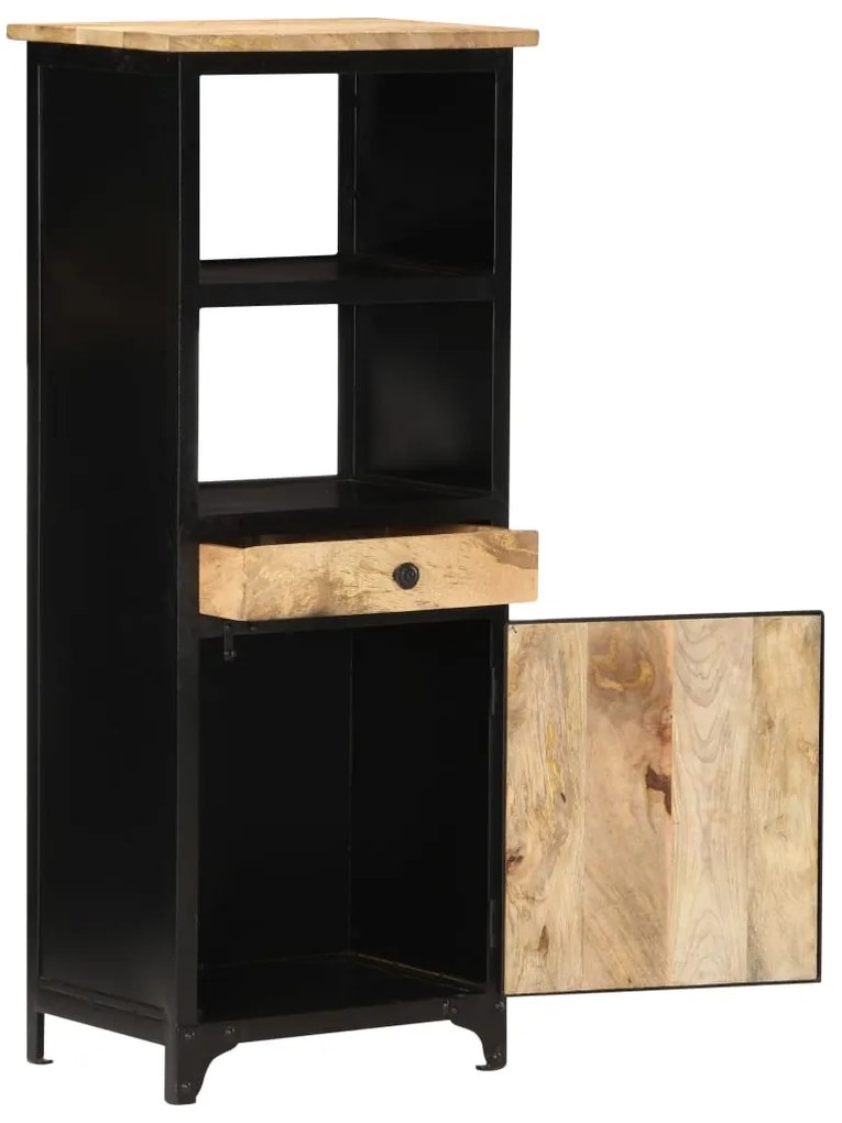 Ντουλάπι με Συρτάρι/Ράφια 45x32x110 εκ. Μασίφ Ξύλο Μάνγκο - Μαύρο
