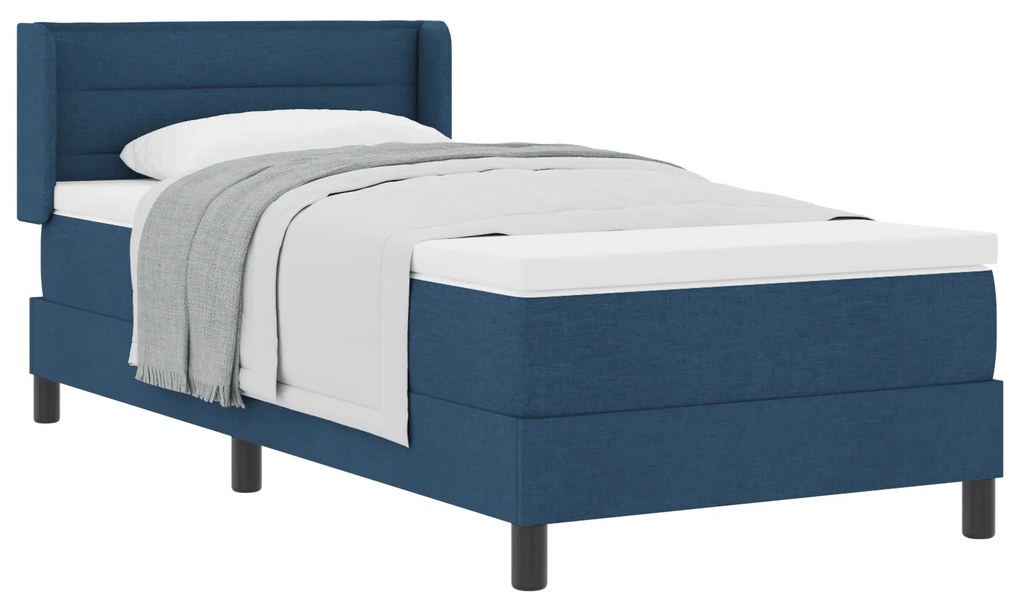 vidaXL Κρεβάτι Box Spring με στρώμα, μπλε, 80 x 200 εκ., υφασμάτινο