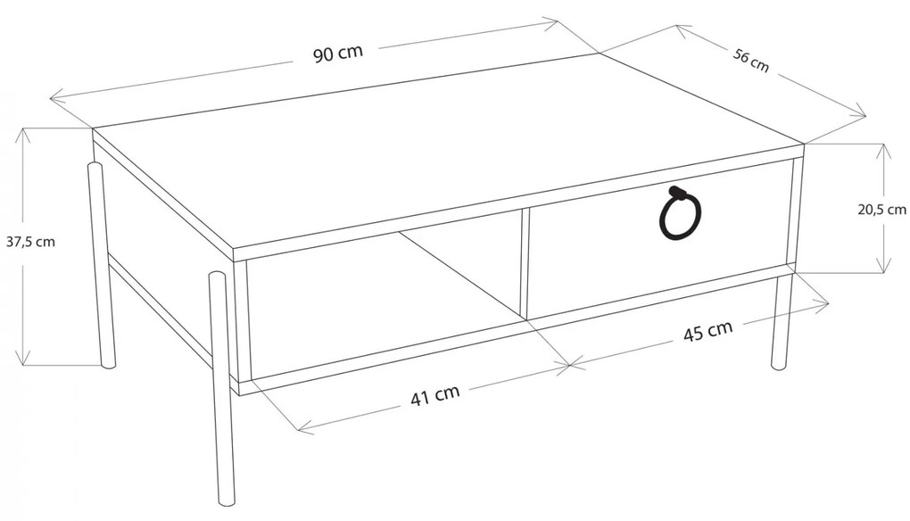 ΤΡΑΠΕΖΙ ΣΑΛΟΝΙΟΥ ΜΑΥΡΟ ΚΑΡΥΔΙ  90x56x37,5 εκ.