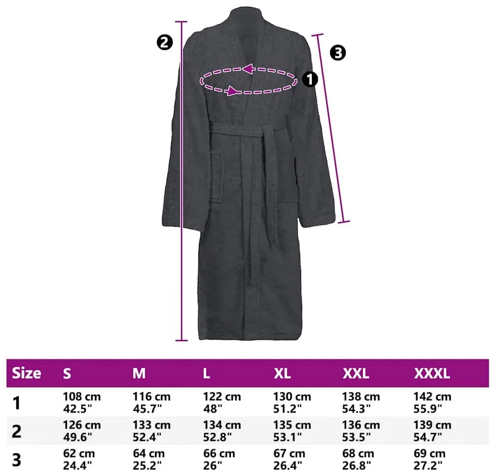 vidaXL Μπουρνούζι KINN Ανθρακί XXXL Βαμβάκι