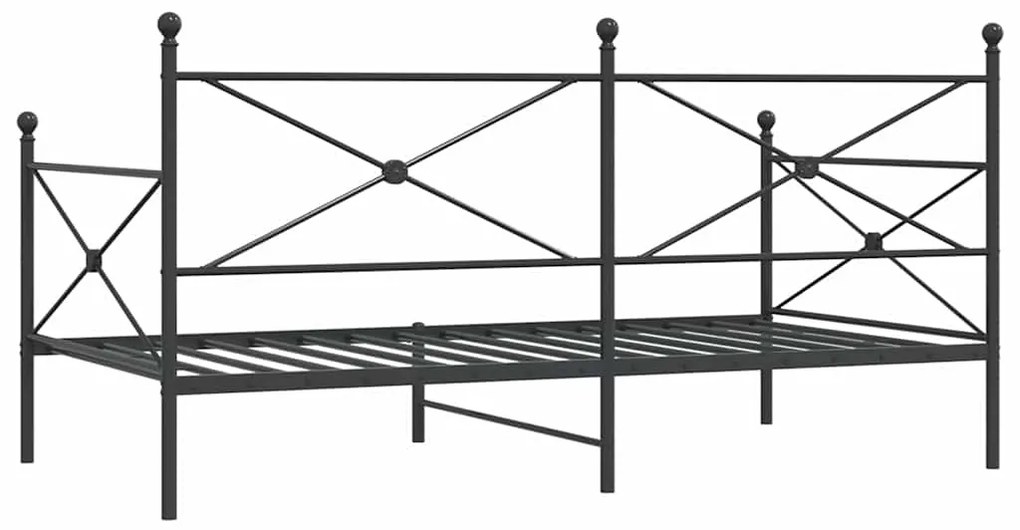 vidaXL Κρεβάτι ημέρας χωρίς στρώμα Μαύρο 100x200 cm Ατσάλι