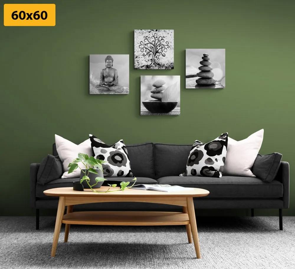 Σετ εικόνων με ασπρόμαυρο μοτίβο Φενγκ Σούι - 4x 40x40