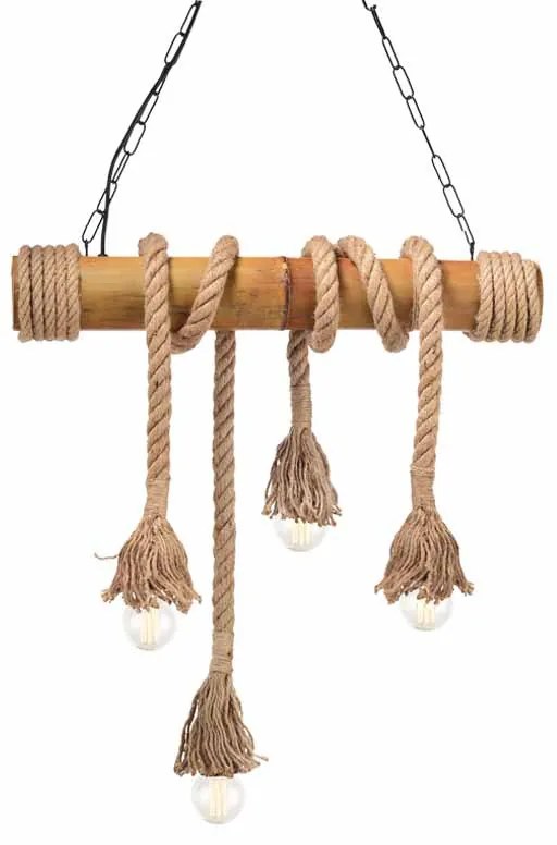 Φωτιστικό Οροφής Πολύφωτο Aca Merlin 932604BBR Bamboo/Rope
