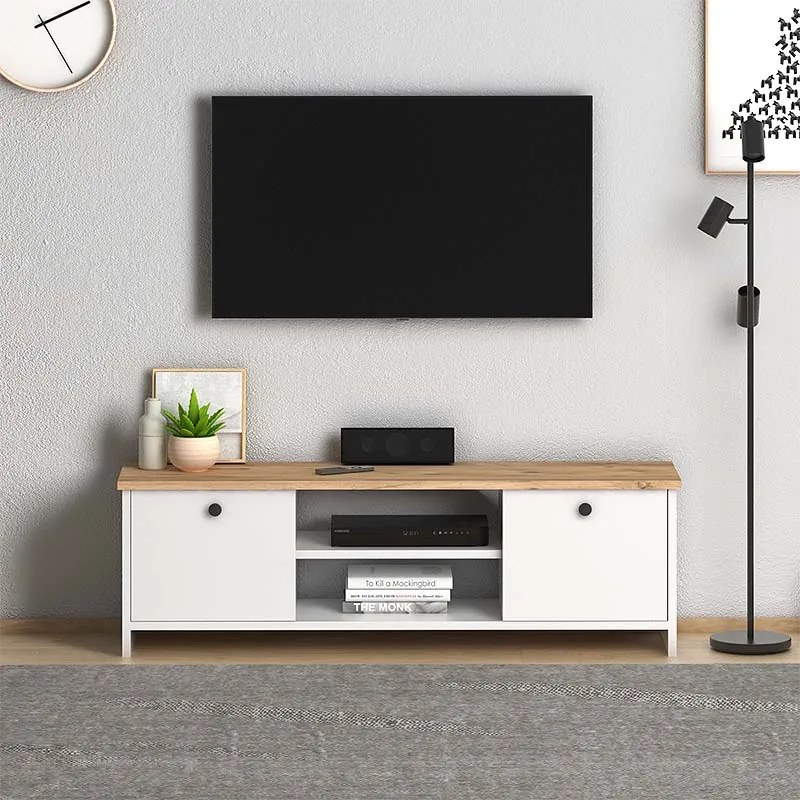 Έπιπλο τηλεόρασης Cube Megapap μελαμίνης χρώμα pine - white 120x30x40εκ. - Μελαμίνη - GP022-0076,1