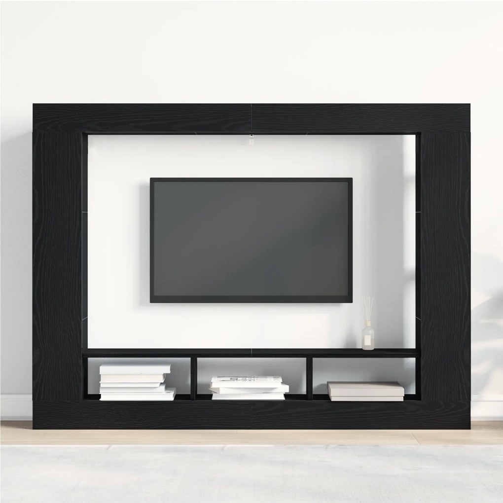 vidaXL Κονσόλα Τηλεόρασης Τοίχου Μαύρο Δρυς 152x22x113 εκ.