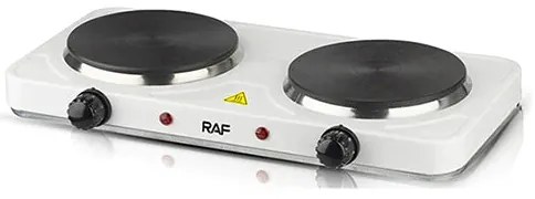 RAF Επιτραπέζια εστία εμαγιέ διπλή 1000W λευκή R.8020A