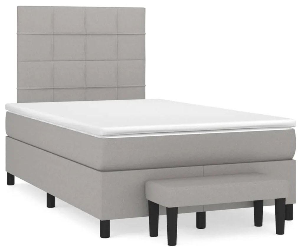 vidaXL Κρεβάτι Boxspring με Στρώμα Ανοιχτό Γκρι 120x200 εκ. Υφασμάτινο