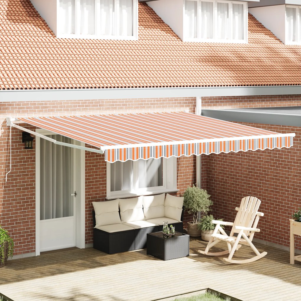 vidaXL Manual Retractable Awning Πολύχρωμο Ριγέ 400x300 cm