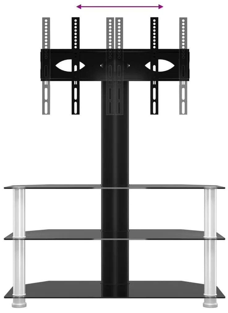 Βάση Τηλεόρασης Γωνιακή 3 Επιπέδων για 32-70 Ιντσών Μαύρη/Ασημί - Μαύρο