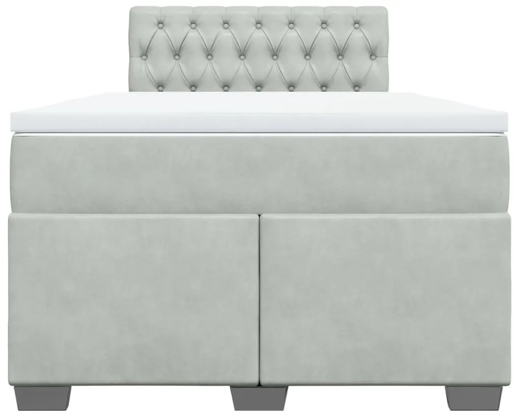 vidaXL Κρεβάτι Boxspring με Στρώμα Ανοιχτό Γκρι 120x200 εκ. Βελούδινο