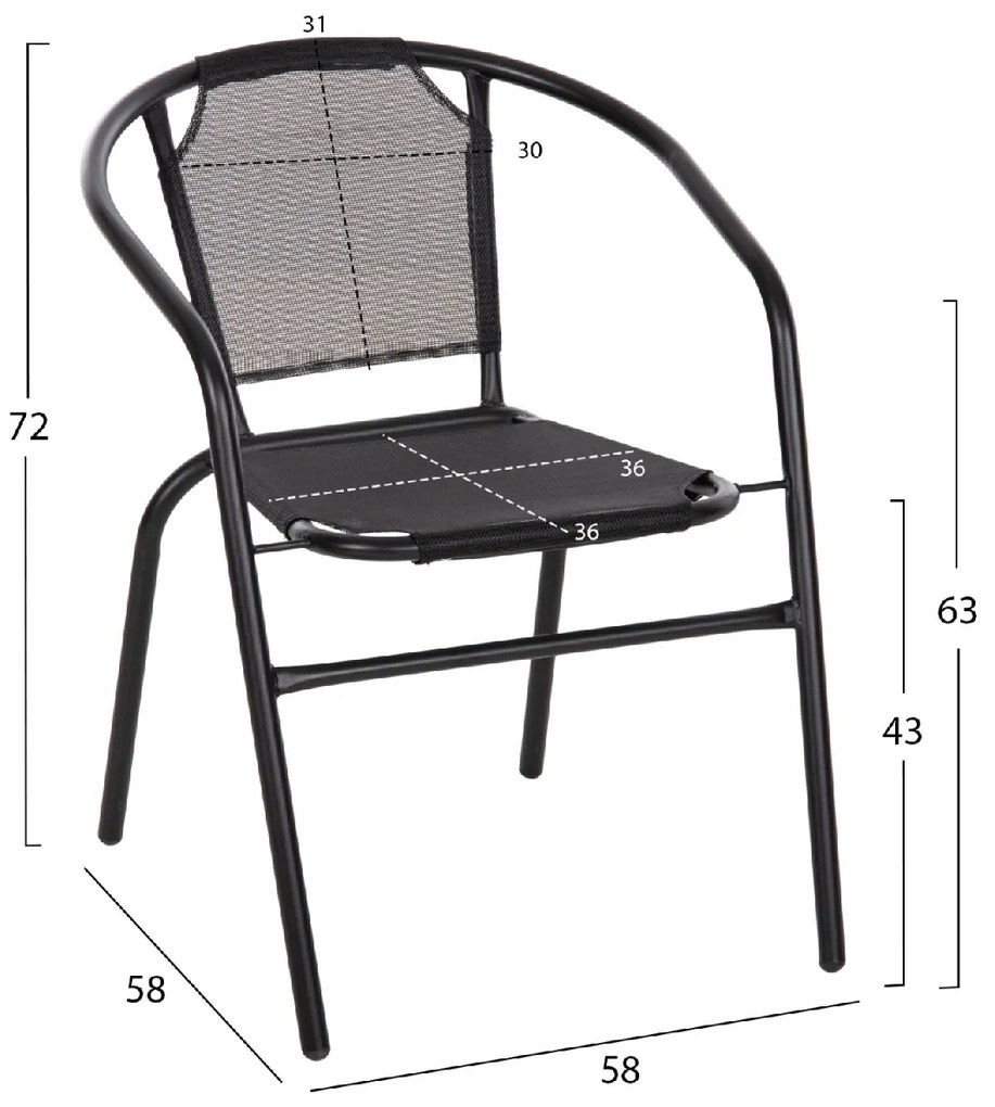 ΠΟΛΥΘΡΟΝΑ ΕΞ.ΧΩΡΟΥ LEDAN HM5977.03 ΜΕΤΑΛΛO &amp; TEXTILENE ΜΑΥΡΟ 55x58x72Υεκ.