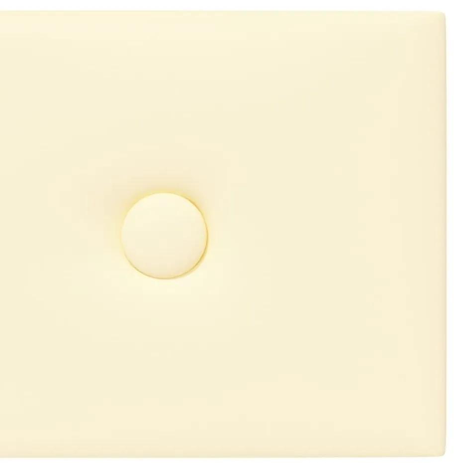 Πάνελ Τοίχου 12 τεμ. Κρεμ 90 x 15 εκ. 1,62 μ² Συνθετικό Δέρμα - Κρεμ