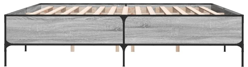 vidaXL Πλαίσιο Κρεβατιού Γκρι Sonoma 200x200 εκ. Επεξ. Ξύλο &amp; Μέταλλο