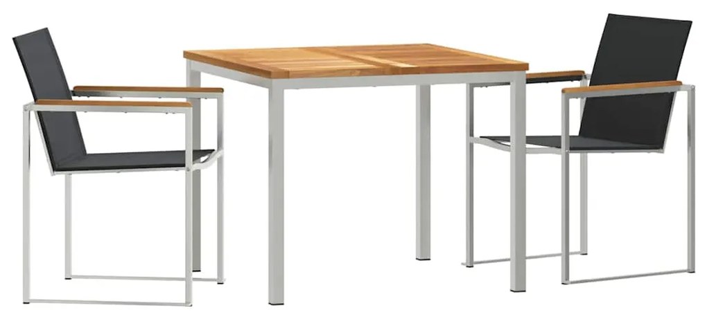 vidaXL Σέτ φαγητού για κήπο 3 pcs Καφέ Στερεό Ξύλο Τίκ