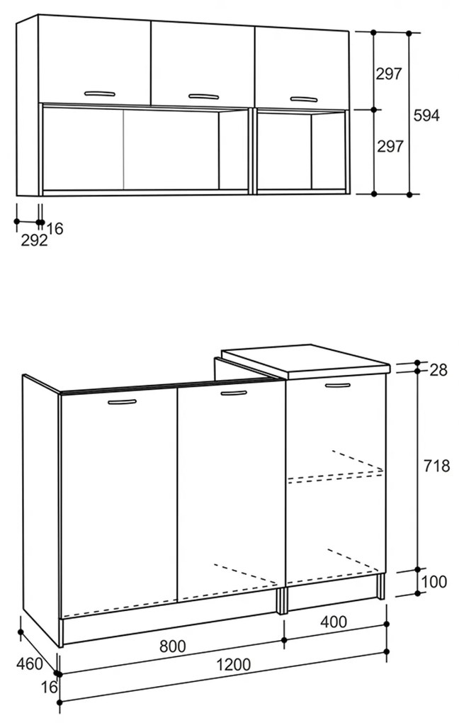 ΣΥΝΘΕΣΗ ΚΟΥΖΙΝΑΣ NIKLAUS ΜΕΛΑΜΙΝΗ SONAMA-ΛΕΥΚΟ HM2438 46-29,2x120 εκ. - 0521044 - HM2438