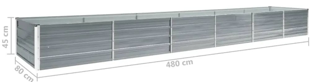 vidaXL Ζαρντινιέρα Υπερυψωμένη Γκρι 480x80x45 εκ. Γαλβαν. Χάλυβας