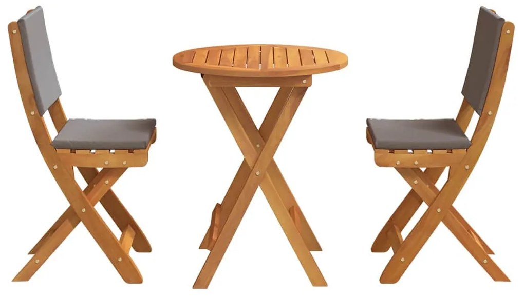 vidaXL Σετ μπιστρό με μαξιλάρι 3 pcs Φυσικό Λάδι Στερεό Ξύλο Ακακίας