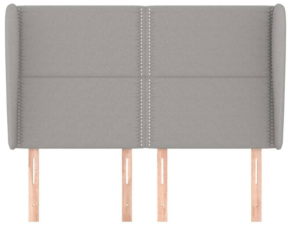 Κεφαλάρι με Πτερύγια Ανοιχτό Γκρι 147x23x118/128 εκ. Υφασμάτινο 3117814