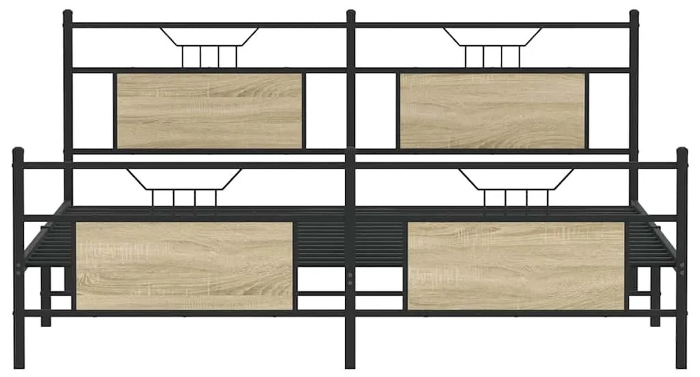 vidaXL Σκελετός Κρεβ. Χωρίς Στρώμα Sonoma Δρυς 180x200 εκ. Μεταλλικό