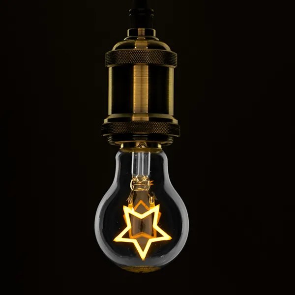 GloboStar 99251 Λάμπα E27 A60 Deco Soft Letter Star LED FILAMENT 3W 240 lm 320° AC 85-265V Edison Retro με Διάφανο Γυαλί Ultra Θερμό Λευκό 2200 K Dimmable - 99251