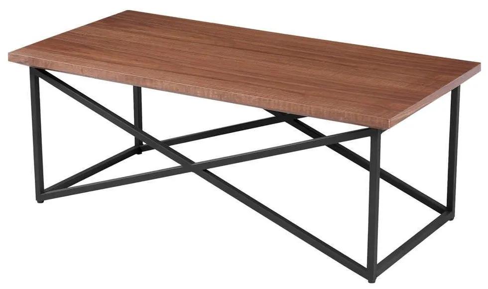 Τραπέζι Σαλονιού HM9469.02 120x60x45,5cm Από Καπλαμά Φράξου Brown-Black Mdf,Μέταλλο