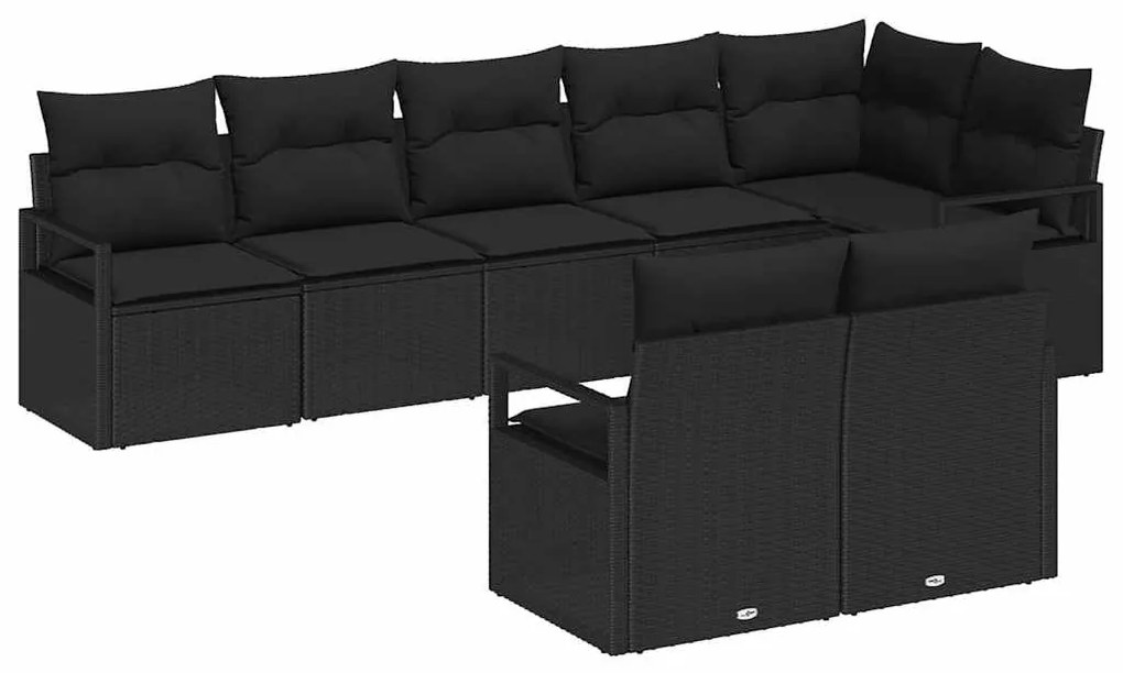 vidaXL Σετ Καναπέ Κήπου 8 pcs Μαύρο Πολυ ράταν