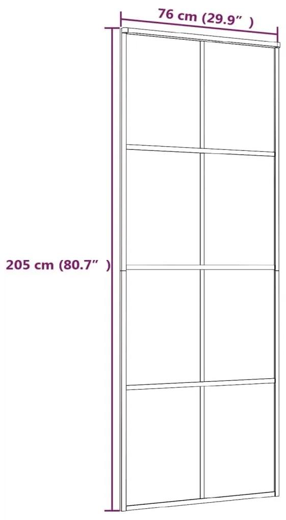 Συρόμενη Πόρτα Μαύρη 76 x 205 εκ. από Γυαλί ESG και Αλουμίνιο - Μαύρο