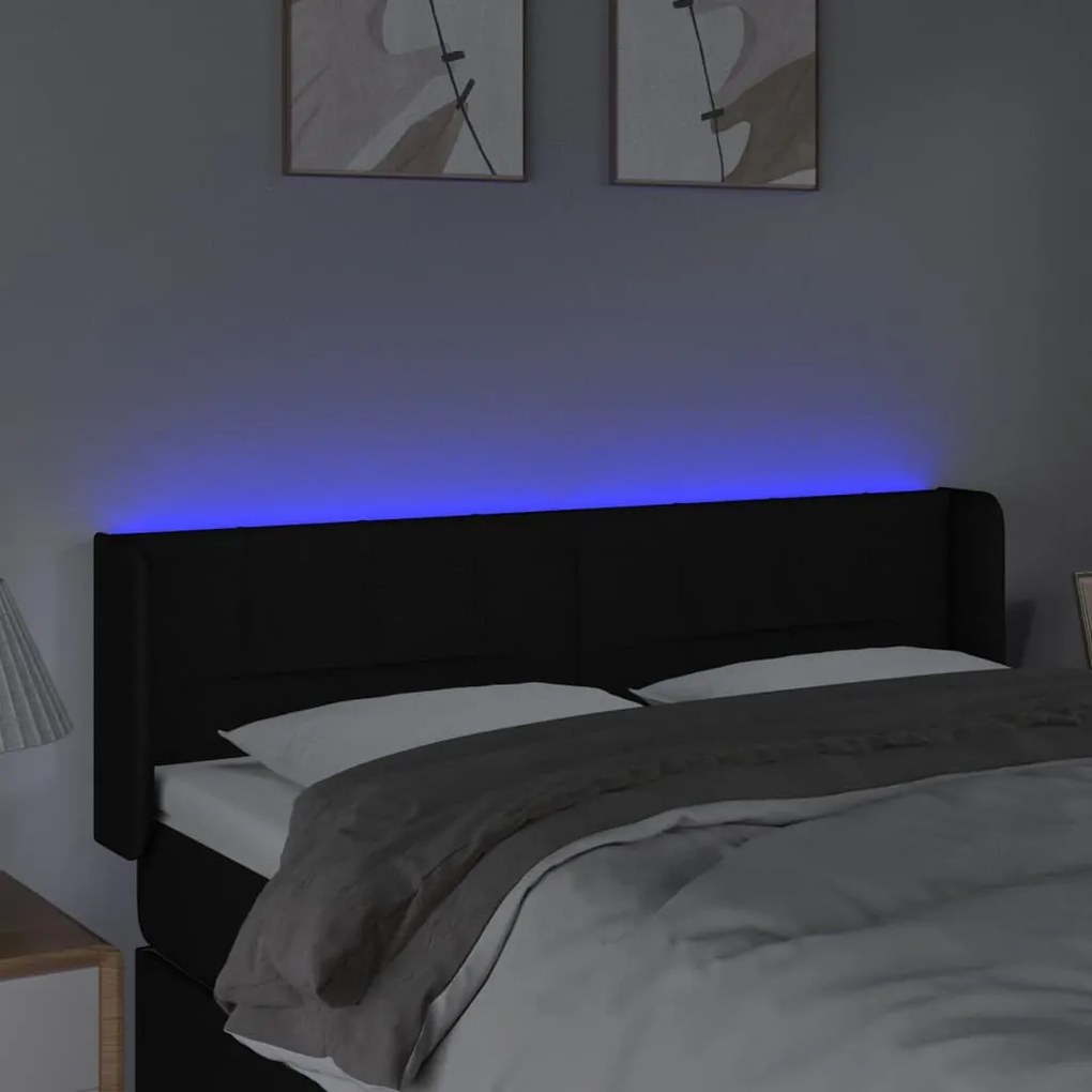 vidaXL Κεφαλάρι Κρεβατιού LED Μαύρο 147x16x78/88 εκ. Υφασμάτινο