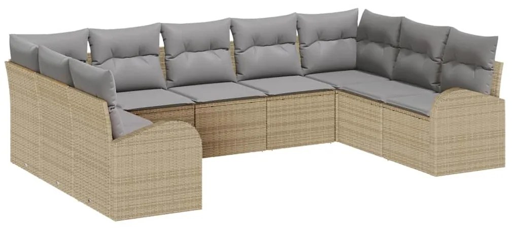 vidaXL Σετ Καναπέ Κήπου 9 pcs Μπεζ Πολυ ράταν
