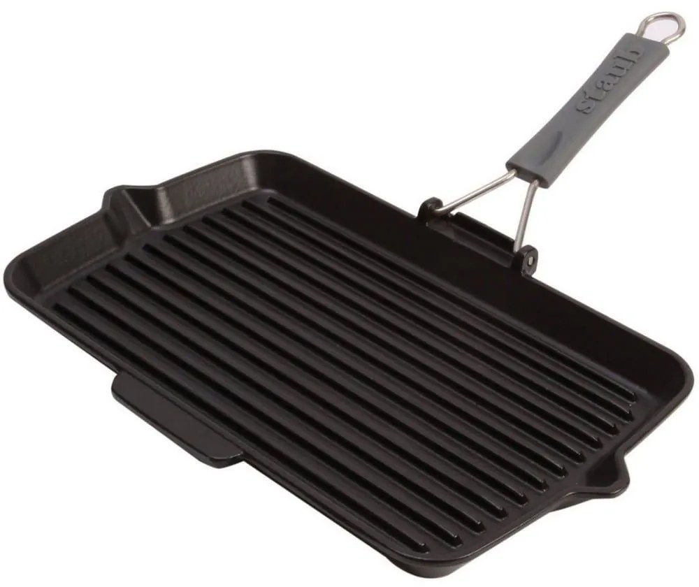 Γκριλιέρα Μαντεμένια Με Χερούλι Σιλικόνης Grill Symphony 40509-343 34x21cm Black Staub Μαντέμι
