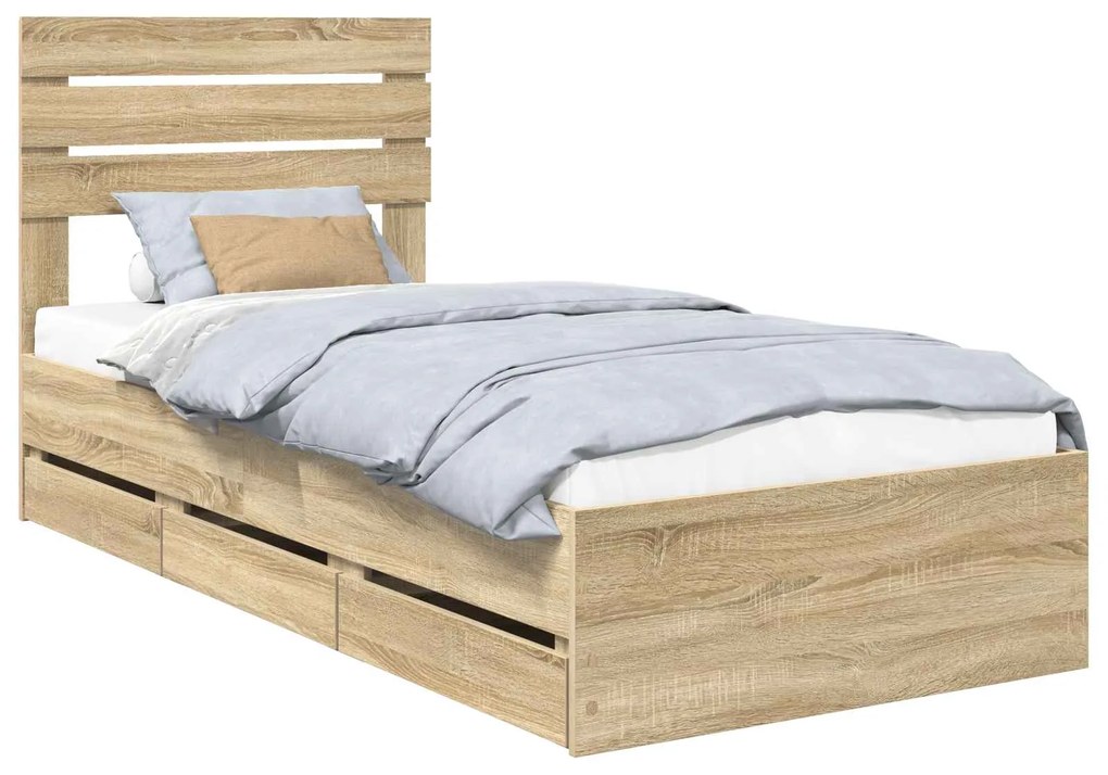 vidaXL Σκελετός Κρεβατιού Δρύς Sonoma 90 x 190 cm Μηχανήματος Ξύλο