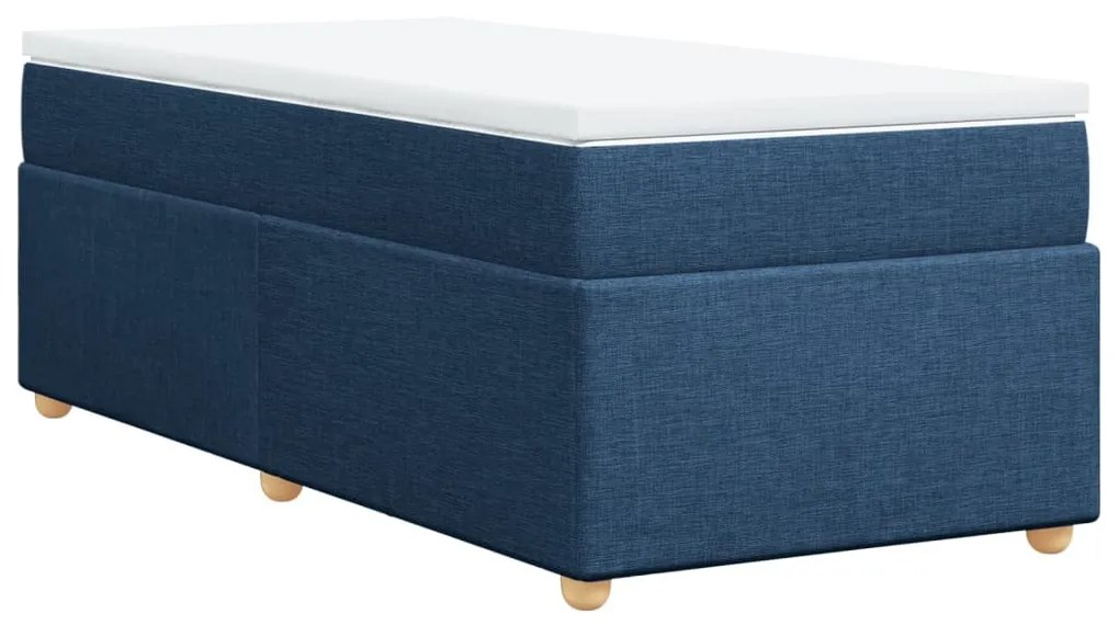 vidaXL Κρεβάτι Boxspring με Στρώμα Μπλε 100 x 200 εκ. Υφασμάτινο