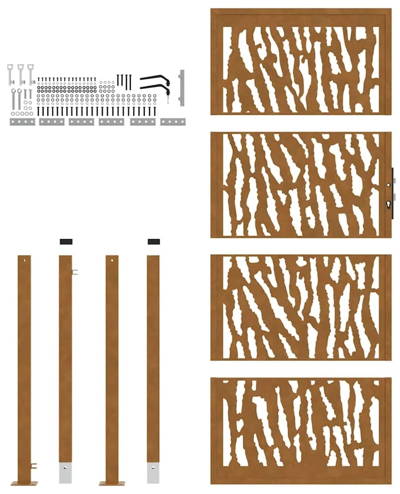 Πύλη κήπου 105x205 cm Weathering Steel Trace Design - Καφέ