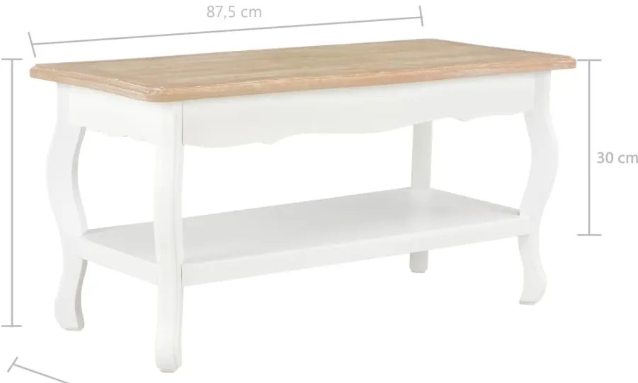 vidaXL Τραπεζάκι Σαλονιού Λευκό/Καφέ 87,5x42x44 εκ. Μασίφ Ξύλο Πεύκου