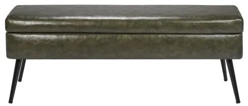 VEVOR PU Leather Storage Ottoman Bench Shoe Seat with Storage &amp; Metal Legs Green