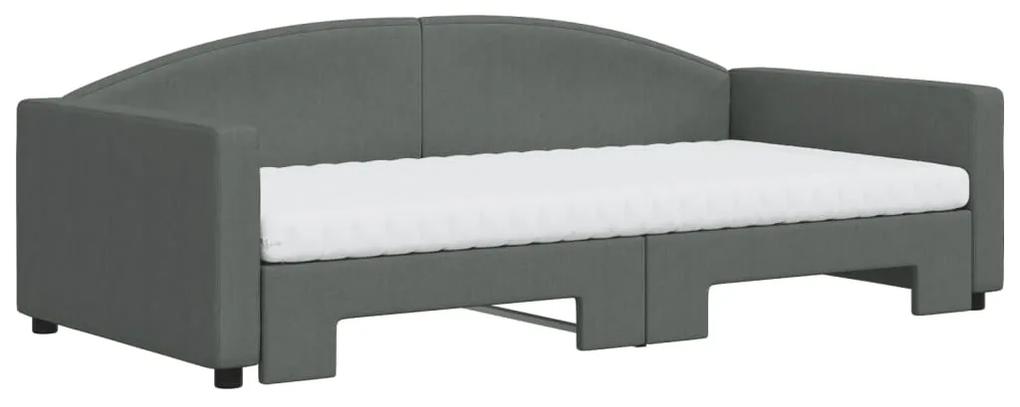 vidaXL Καναπές Κρεβάτι Συρόμενος Σκ. γκρι 100x200εκ. Ύφασμα Στρώματα