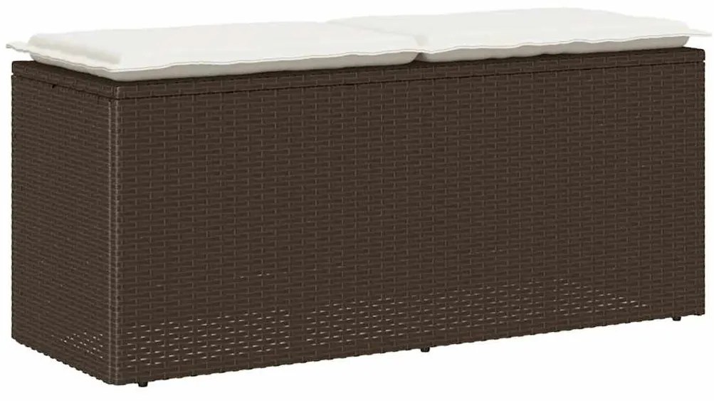 Πάγκος κήπου με μαξιλάρι καφέ 110x40x44 cm Poly Rattan - Καφέ