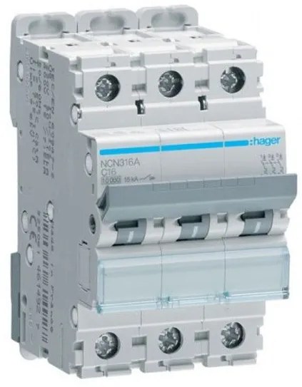 Αυτόματη Ασφάλεια 10Ka C 3x16A NCN316A Hager NCN316A