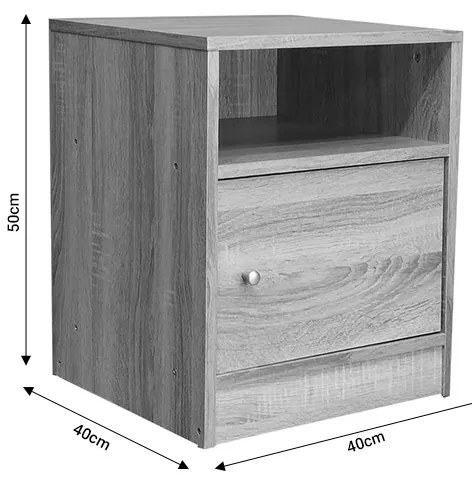 Κομοδίνο Foly pakoworld με ένα ντουλάπι γκρι oak 40x40x50εκ